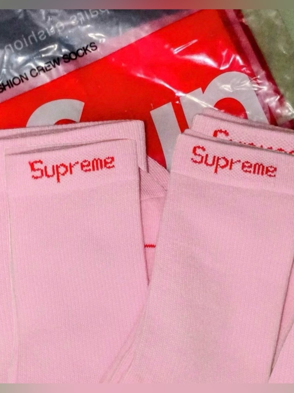 Pink Socks with Red Logo